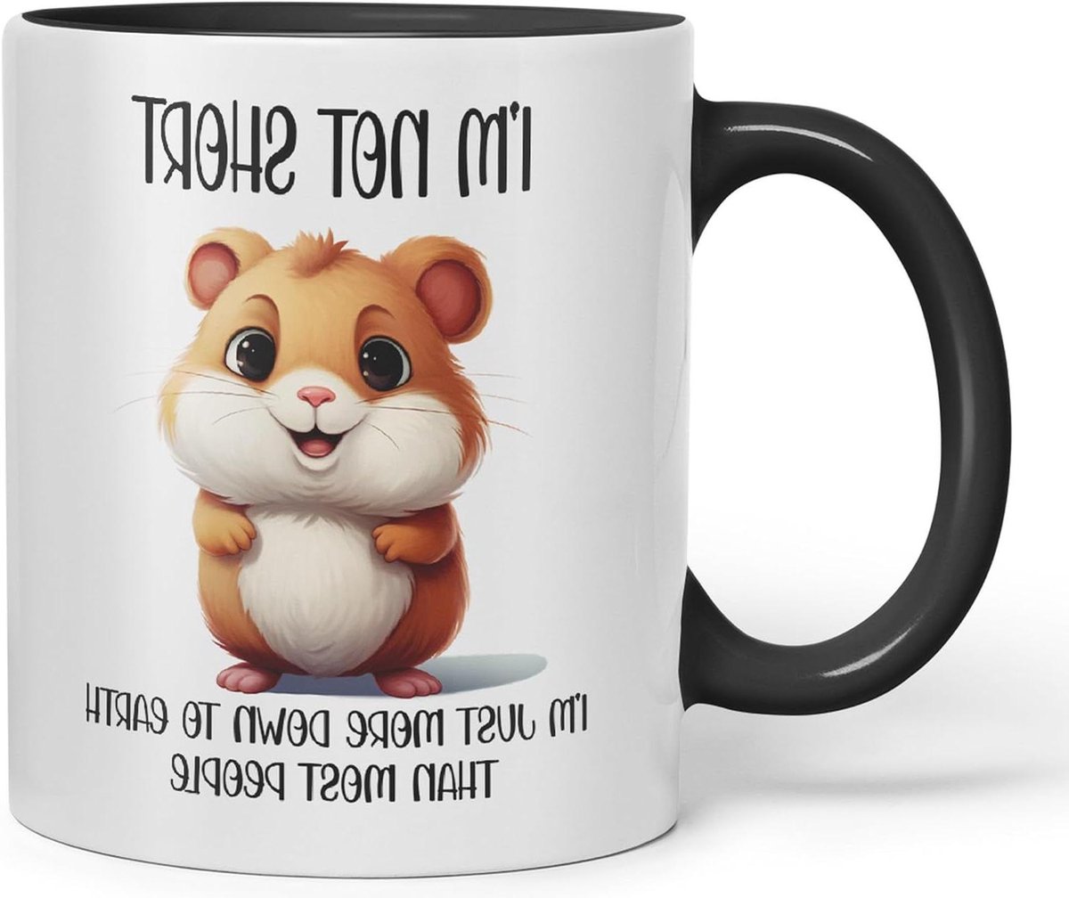 Keramische Mok - Koffiemok Beker - Warme Dranken - Grappige Tekst - 330 ml - Zwart