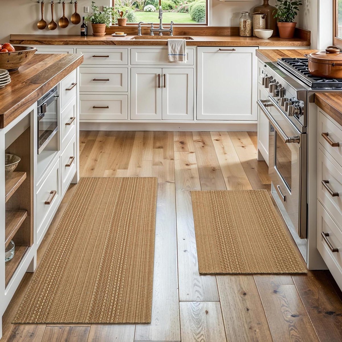 Keukenmatten Set - Vloerkleden - Keuken Beschermen - Machinewasbaar - 50x81 + 50x122 cm - Boho