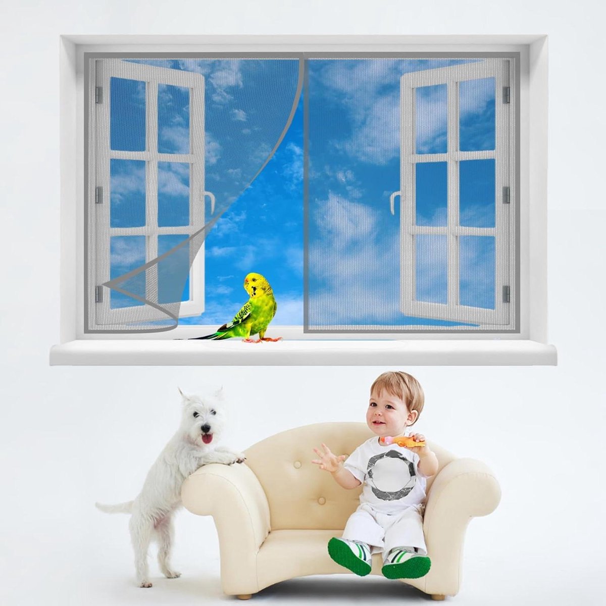 Deur horren - Muggenhor raam - Insecten buiten houden - Automatische sluiting - 50x195cm - Grijs