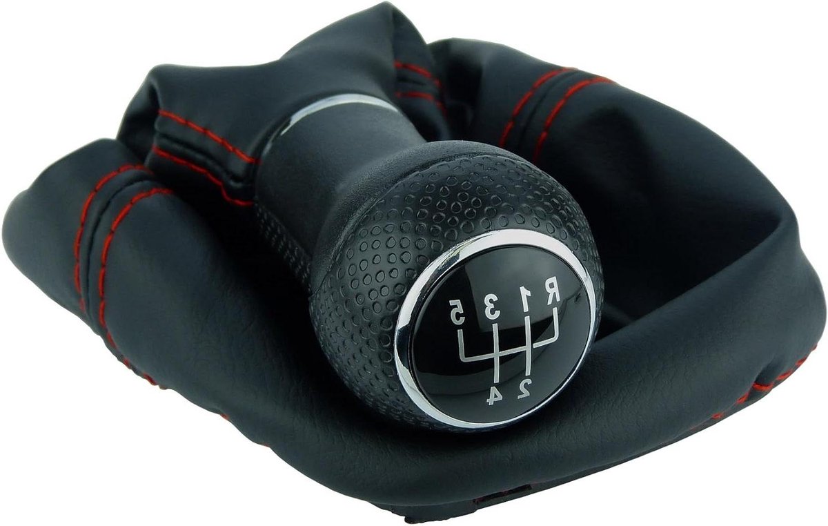 5-Versnellingen Pookknop Rood met Zwarte Naad - Plug & Play Vervanging voor VW Golf 4 Bora
