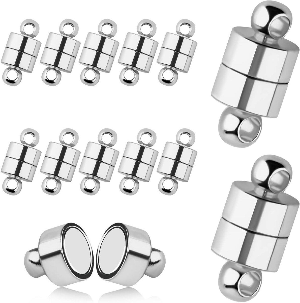 12-delige Magnetische Armband Sluitingen, Sieraden Klemmen en Sluitingen voor Kettingen en Sieraden Maken (Zilver)