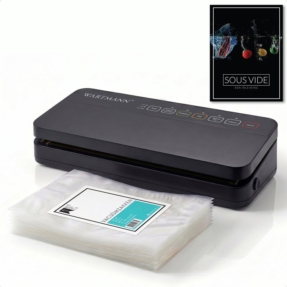 Vacumeermachine - Vacuum Sealer - Vacuumzakken Voedsel - Sous-Vide Handboek - HydroStatis-technologie - BPA en PFAS Vrij - WM-2509 VC