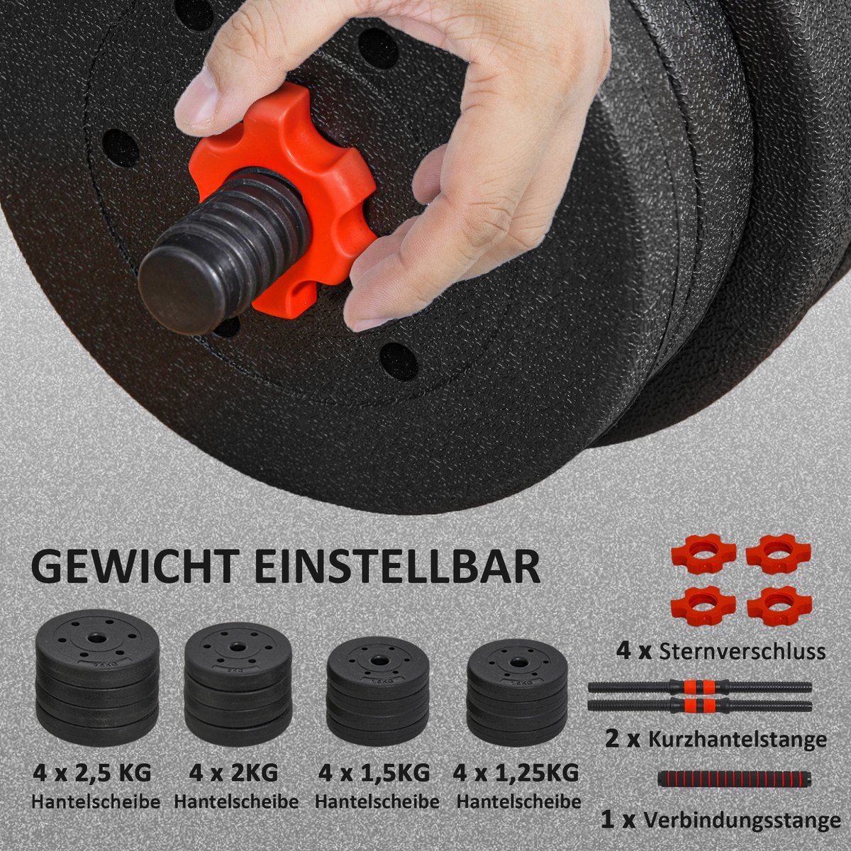 Halter Set - 30kg Verstelbare Dumbbell - 2-in-1 Met Gewichten - Voor Thuis En Fitness - Krachttraining - Zwart – foto 5