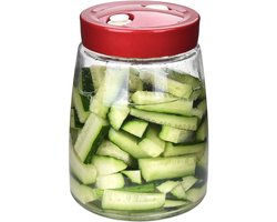 Glazen Fermentatiepot - Weckpot met slot - Zelf Groenten Inmaken - Automatisch Luchtafvoersysteem - 1.4 Liter - Transparant