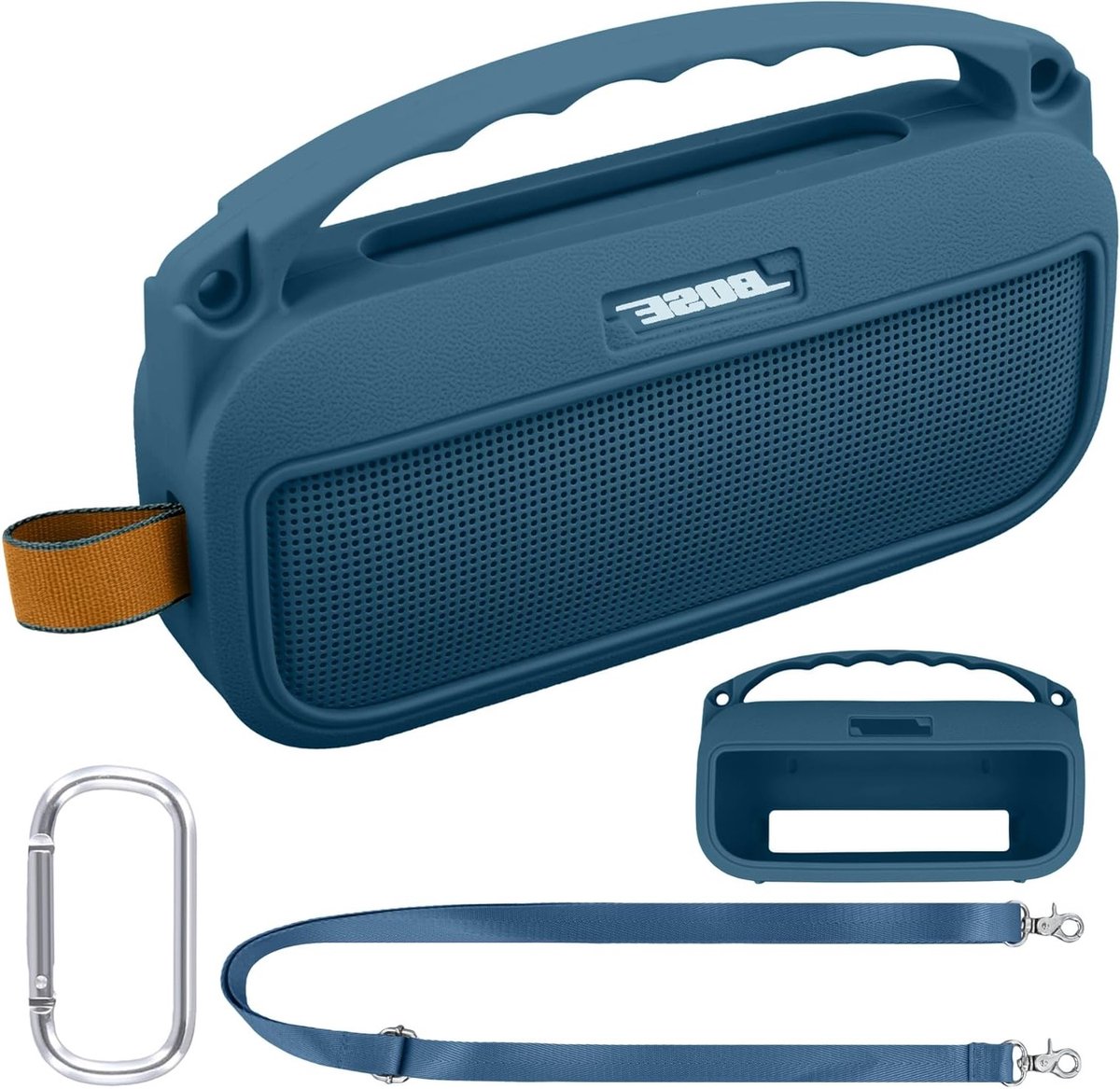Siliconen Beschermhoes voor Bose SoundLink Flex 2e Gen Speaker met Carabiner en Schouderriem, Ideaal voor Bescherming en Draagbaarheid