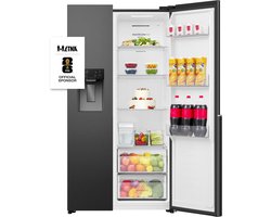 ETNA AKV5178IZWA - Amerikaanse koelkast - No-Frost - 178 cm hoog - 528 liter - Energielabel E - Invriesvermogen 10 kg/24u - Geluidsniveau 40 dB - LED Display - IJs- en waterdispenser - SuperCool - FastFreeze - Deuralarm - Multi Airflow - EnergySaving