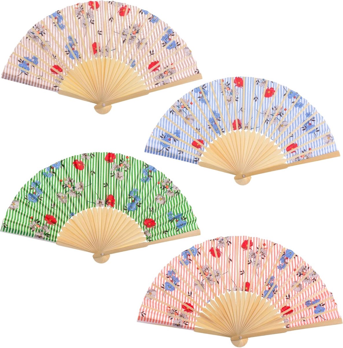 Handwaaier - Spaanse Handwaaier - Verkoeling Waaiers voor Zomerse Themperatuur - Waaier Festival - Chinese Waaier - Festival Waaier - Verkoelend - Handventilator - Tegen Opvliegers - 4 Stuks - van Imperatoris