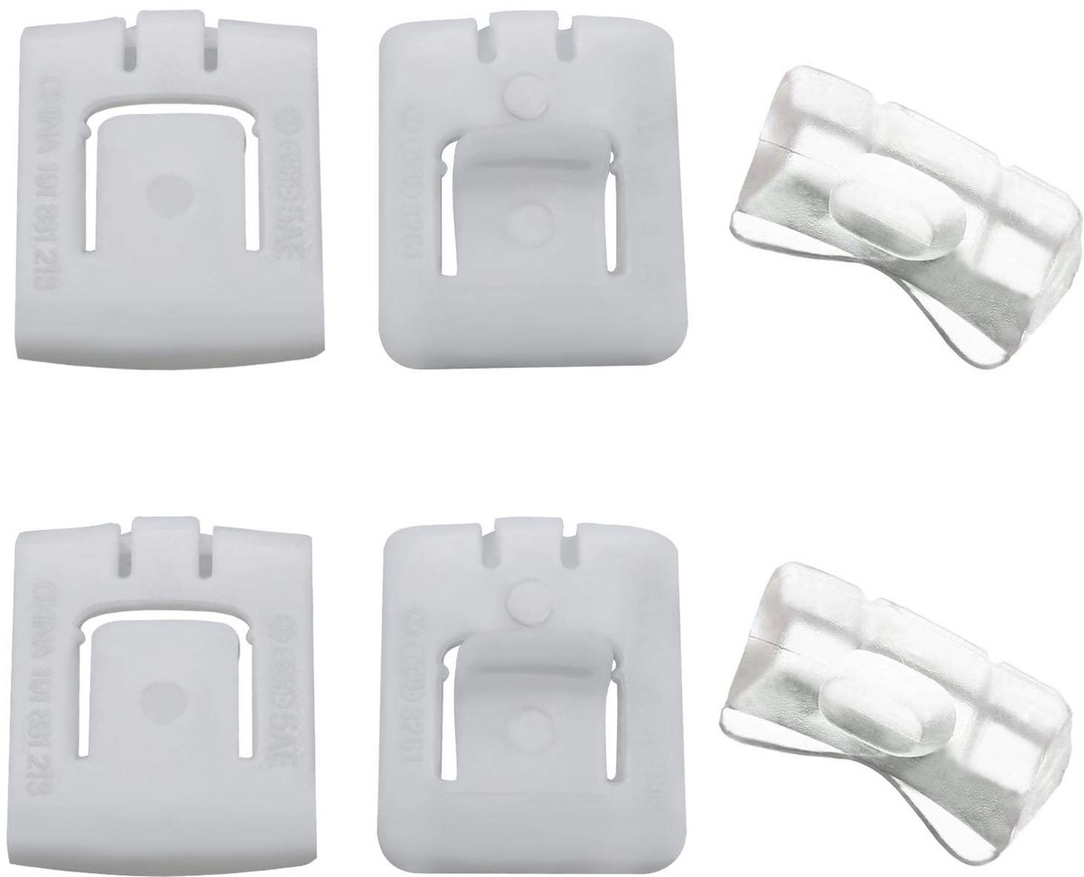 Allecto - Autostoelrail runner - Schuifregelaar set - Wit - Bevestigingsclips - Geschikt voor MK1 MK2 MK3 Golf - 6 stuks