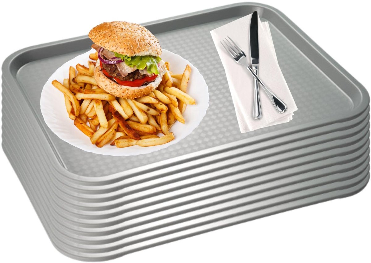 APS Fast Food Serveertablet - Breukbestendig - Vaatwasserbestendig - Grijs - 41x30.5cm - Set van 10