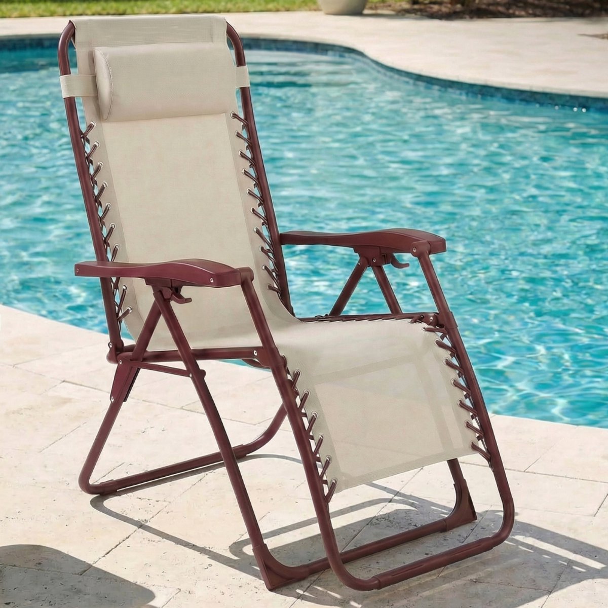 CASABEL Zero Gravity Stoel Inklapbaar, Comfortabele Relaxstoel, Tuinligstoel van Roestvrij Staal en Textilene, Terracotta