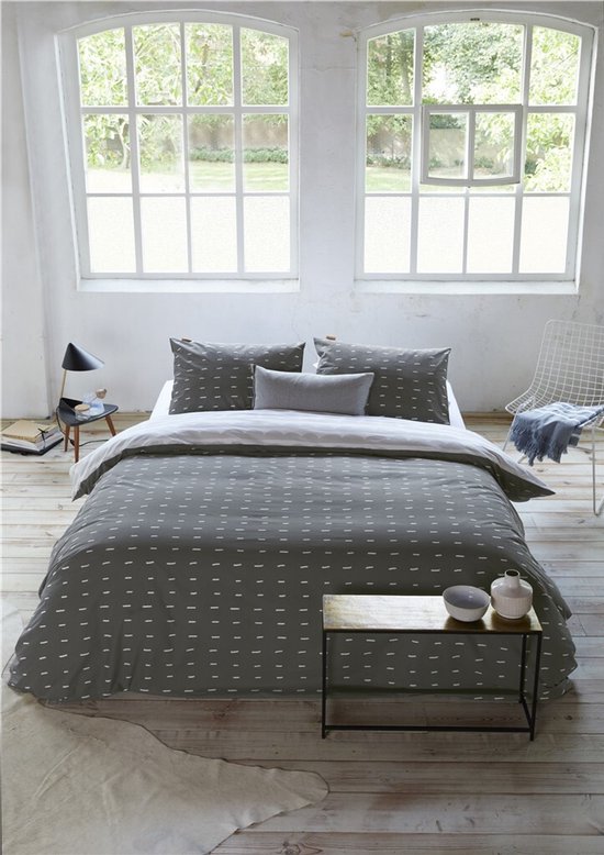 Walra Dekbedovertrek More Dashes - 200x220 - 100% Katoen - Off Black / Grijs van Walra — afbeelding 5