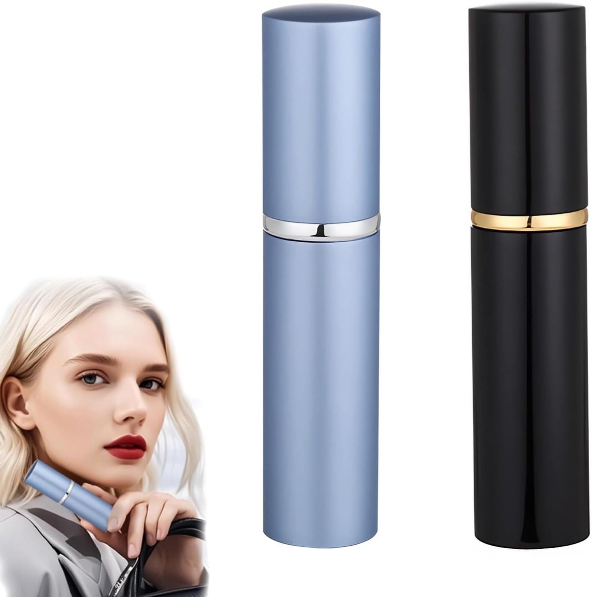 Set van 2 Reiskosmetische Atomizers, Mini Parfumverstuivers, Oplaadbaar en Draagbaar met Beschermkap voor Reizen, Geschikt voor Mannen en Vrouwen