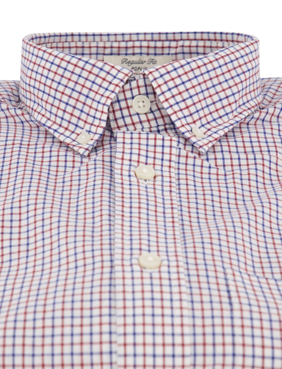 Gant overhemd rood geruit button-down collar