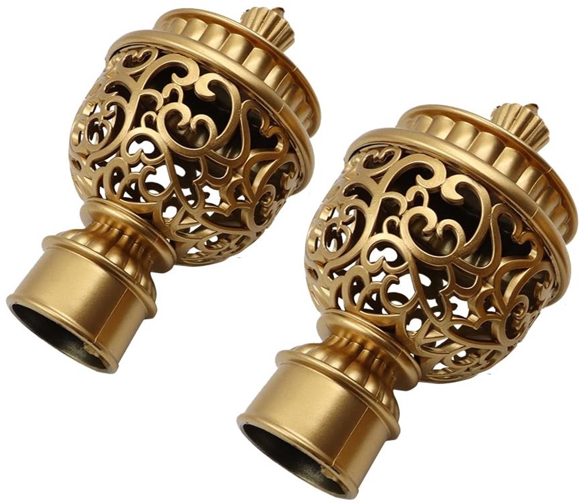 Allecto - Curtain Rod End Caps - Gouden Eindelementen - Decoratieve Gordijnen - 2 Stuks - Gordijnaccessoires - Stijlvol - Retro