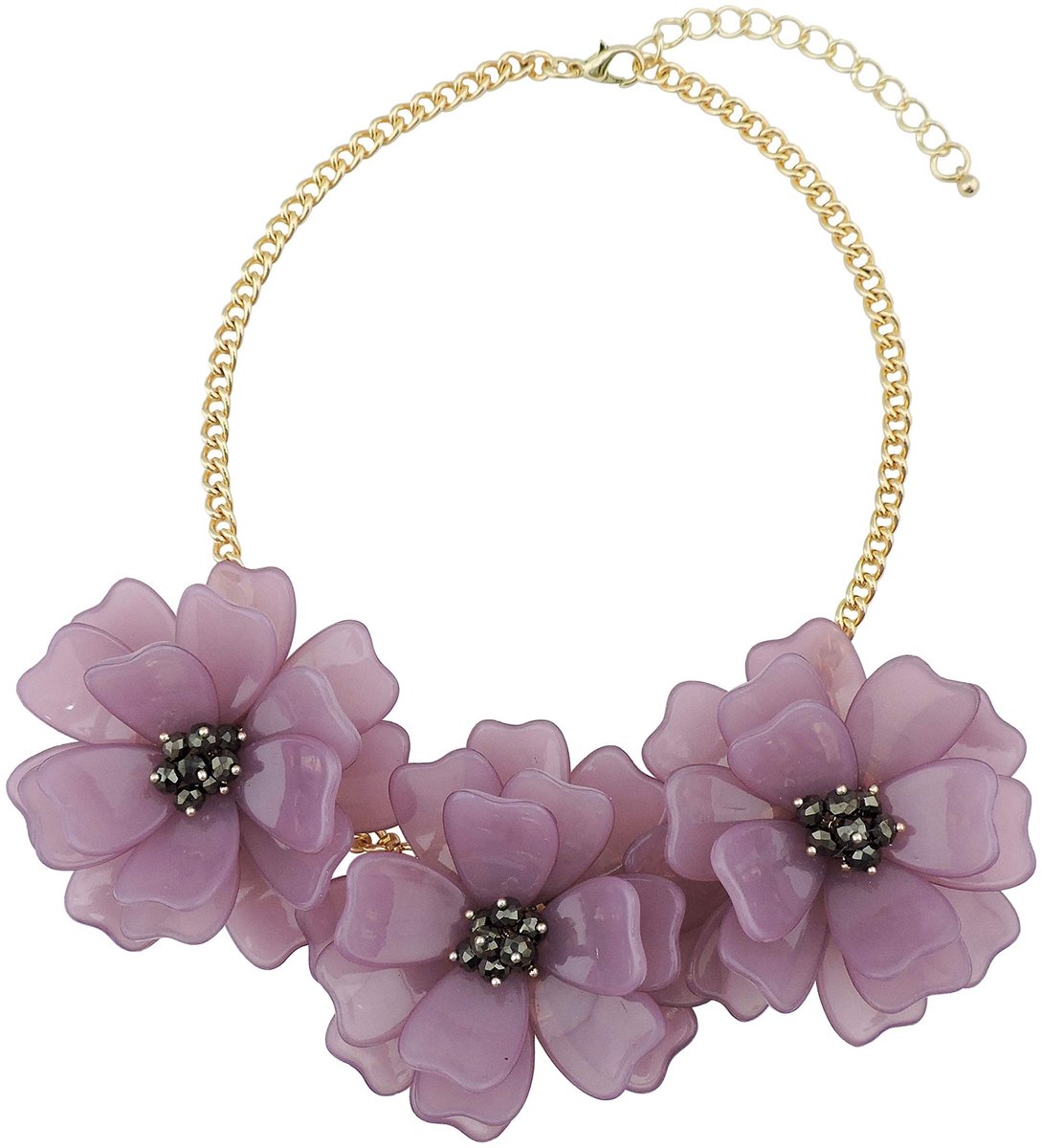 Allecto - Flower Necklace - Handgemaakt - Bib Collar Sieraad - Lichtpaars - Uniek ontwerp - Trendy voor vrouwen - Accessoire