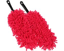 Microvezel Doeken - Chenille Stofborstel - Auto Interieur Reinigen - Krasvrij Ontwerp - 42 cm Lengte - Rood