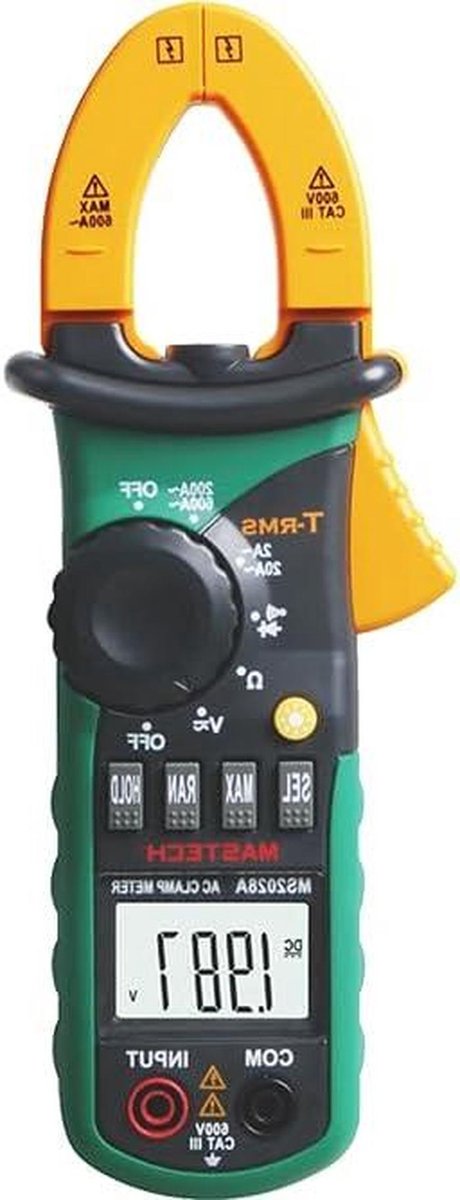 Ampèremetrische Tang - Stroommeter Tester - Elektrische Metingen - Automatisch Bereik - 600 A AC - Grijs