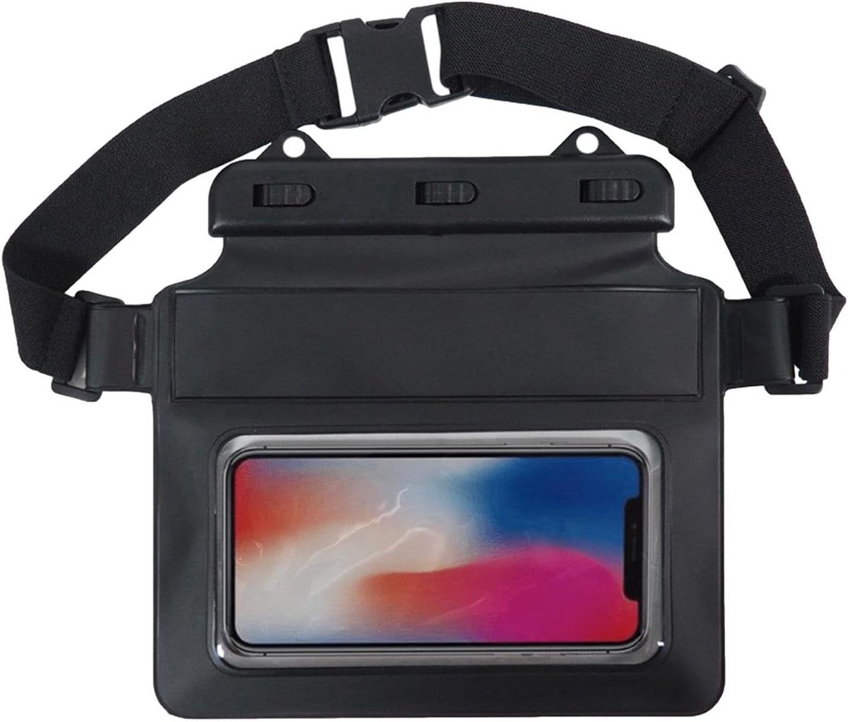 Waterproof Heuptas - Dry Bag Taille - Water Avonturen - Transparant Venster - 21 x 18 cm - Zwart