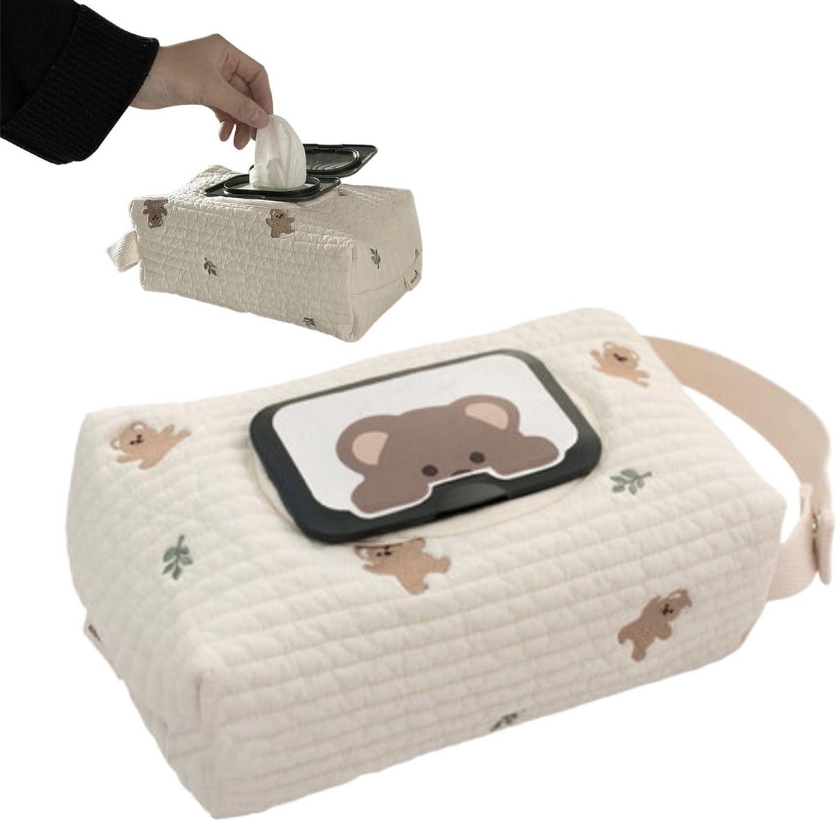 Reiscontainer Vochtige Doekjes - Mobiele Organizer - Baby Verzorging - Milieuvriendelijk Katoen - 20 x 12 x 8 cm