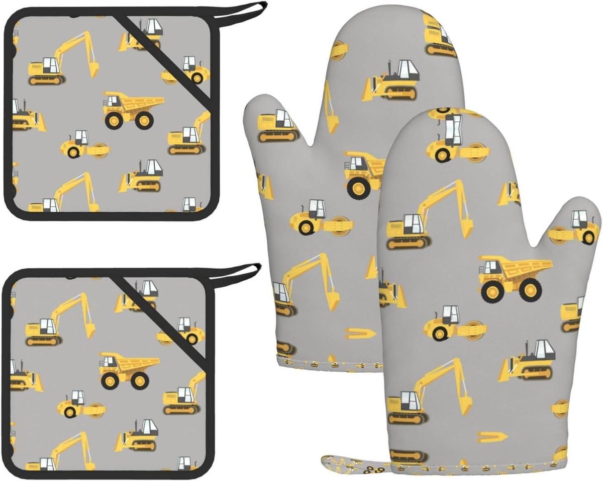 Hittebestendige handschoenen - Ovenwanten set - Veilig koken - Hoge temperatuur bescherming - 28 cm lang - Zwart