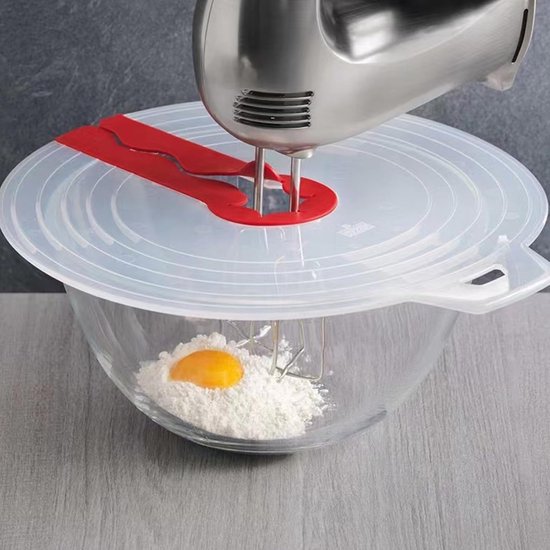 Mixer Spatdeksel - Anti-spatkap - Schoon Mixen - Flexibele Ring - 34x31cm - Rood — afbeelding 2