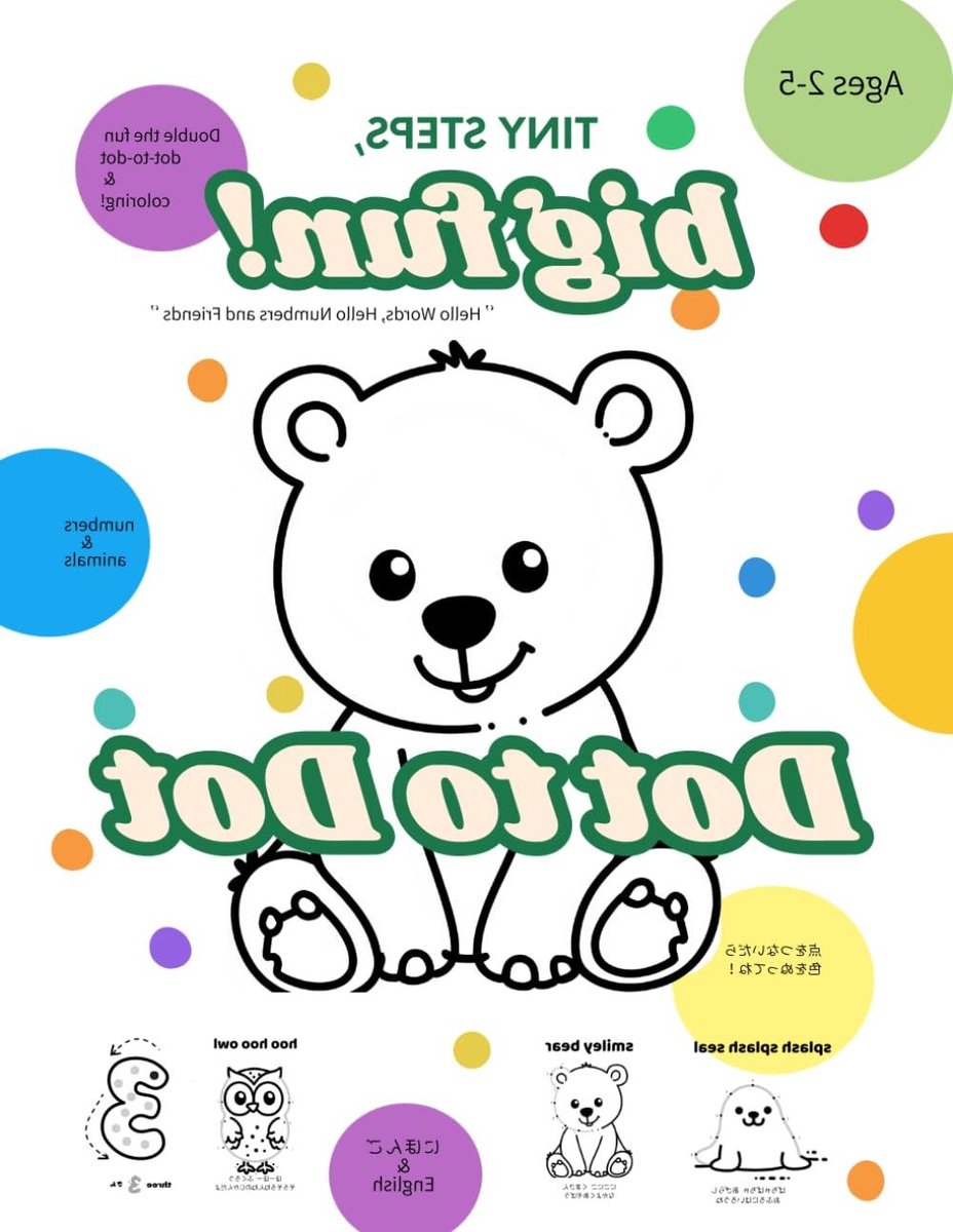 Kinder Puzzelboek - Dot-to-Dot Boek - Leren Tellen - Dieren Thema - 100 Pagina's - Meerdere Kleuren