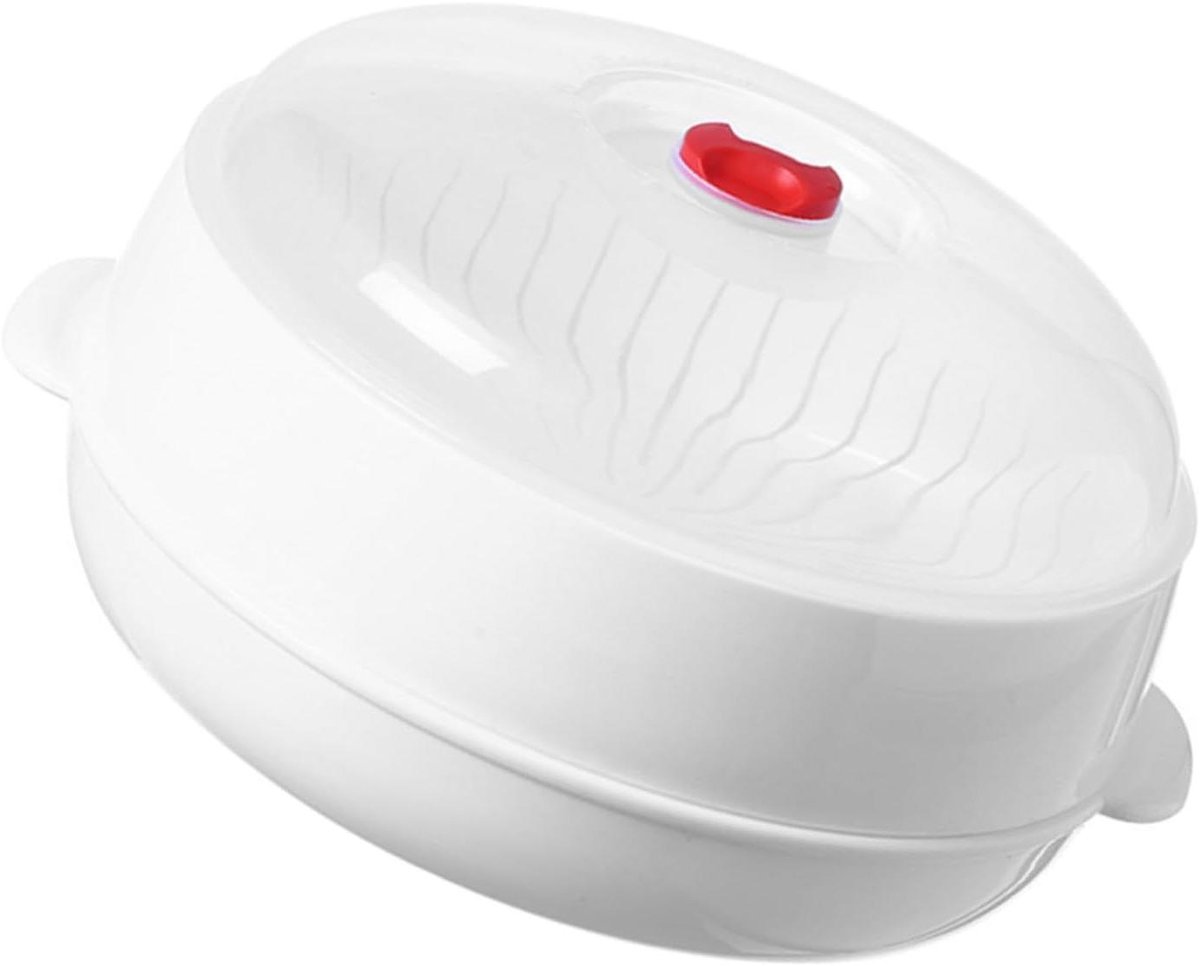 Magnetron Stoomboot Stomer Groente Gezond Koken Met Deksel 25 x 25 x 14 cm Wit