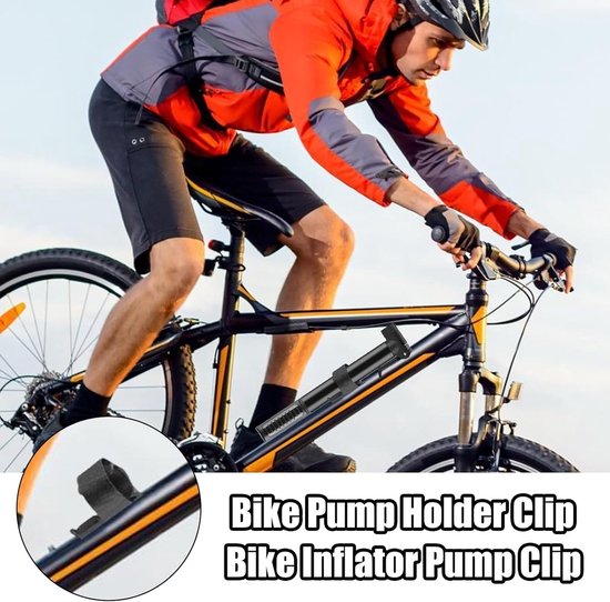 Bicycle air pump holder, bicycle pump holder, clip with strap, robust frame for approx. 2 cm diameter, holder: — afbeelding 5