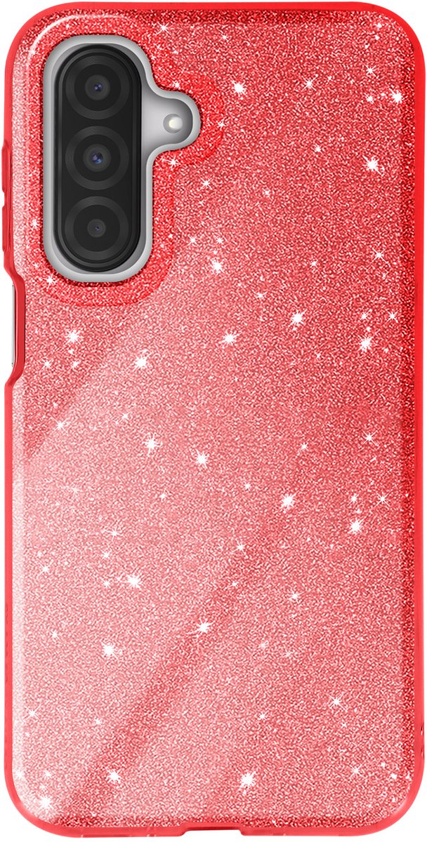 Avizar Glitter Hoesje Geschikt voor Samsung Galaxy A26 Shockbestendig Glitter, Rood