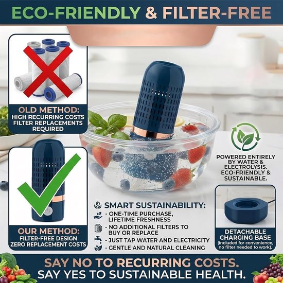 Fruit- en groentereiniger - Capsulevormig reinigingsapparaat - met OH-ionzuiveringstechnologie - waterdicht en snoerloos - 1 stuk(groente) — afbeelding 4