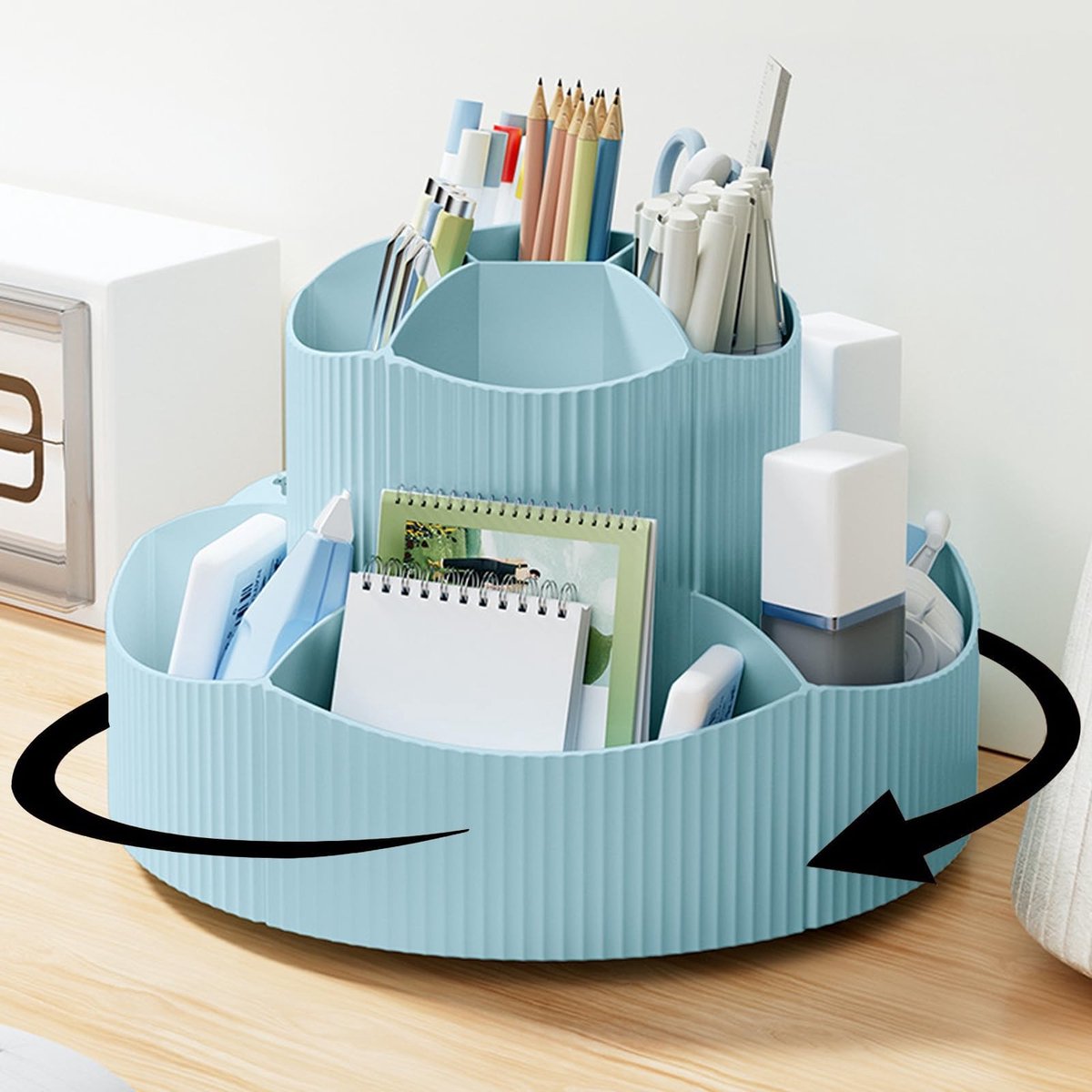 Dailygoods- Pennenhouder 360 Graden Draaibaar - Bureau Organizer - 11 Vakken - Opbergdoos - Kantoorbenodigdheden - Cosmetica - Bureauorganizer