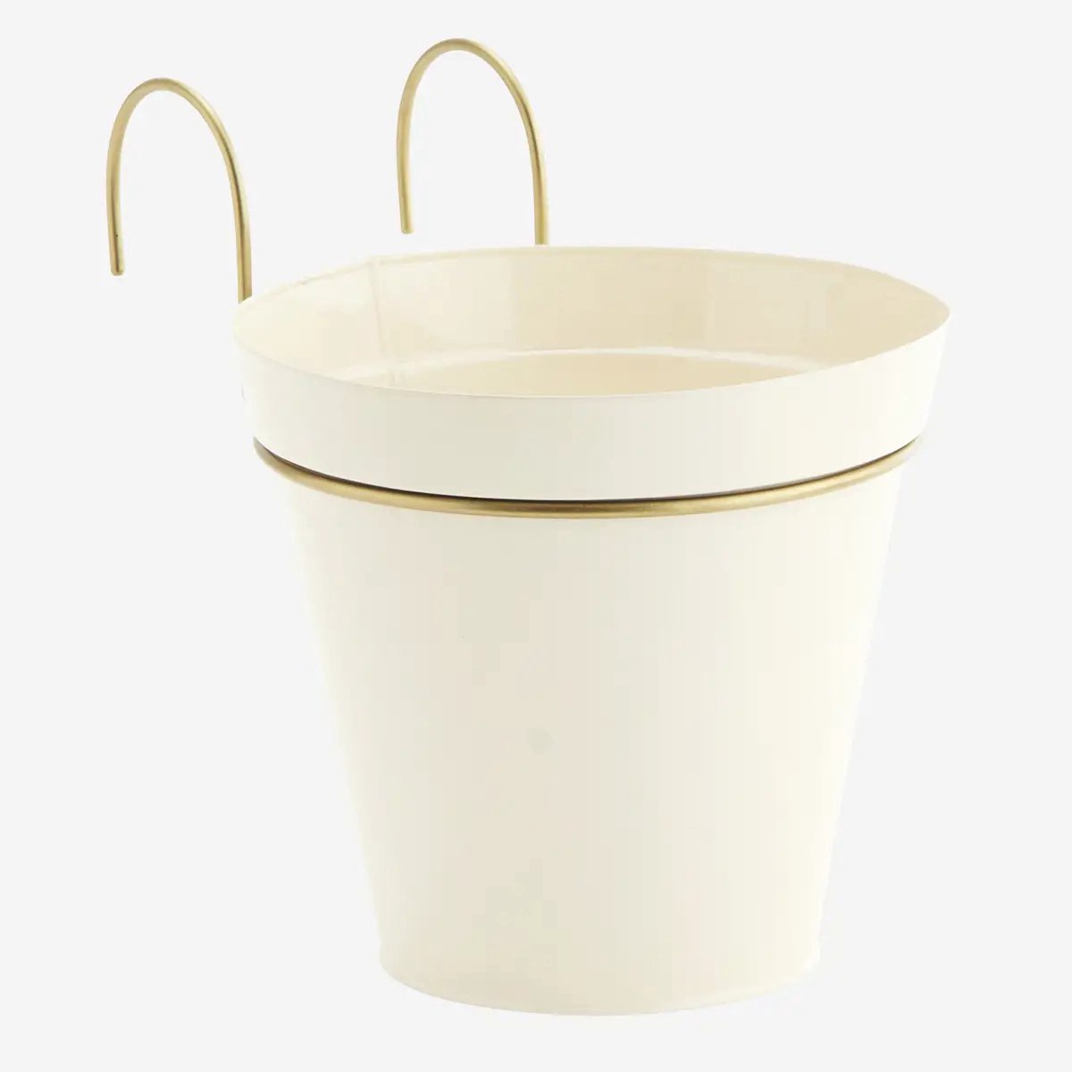 Madam Stoltz - Hangende Plantenhouder Ijzer - Roomwit/Messing - 21x16cm