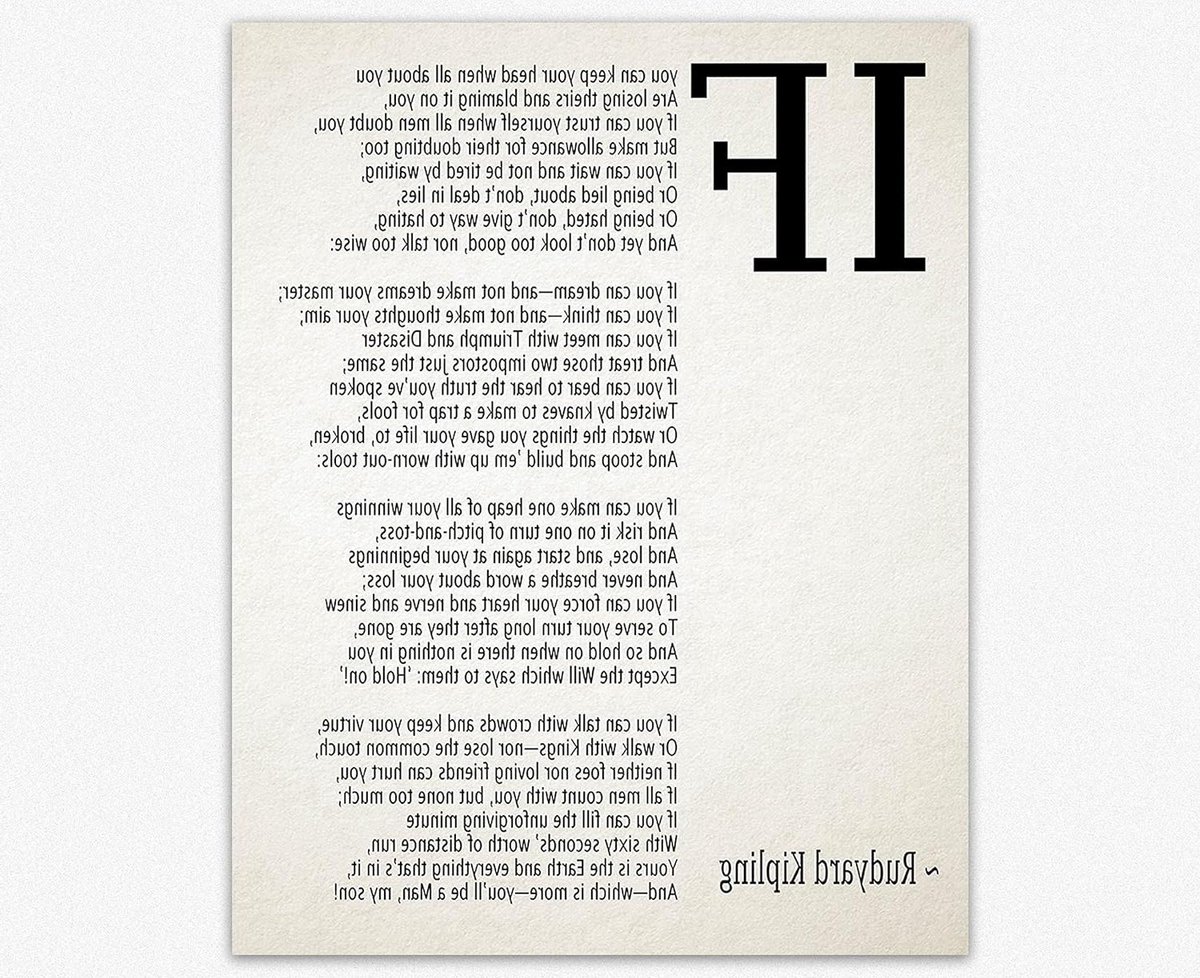 IF Poem Art Print IF Poem by Rudyard Kipling Art Print IF Poster If Poem Poster If Poem Print If Poem Wall Art If you can If by Kipling Poem (Ivory, 28cm x 36cm)