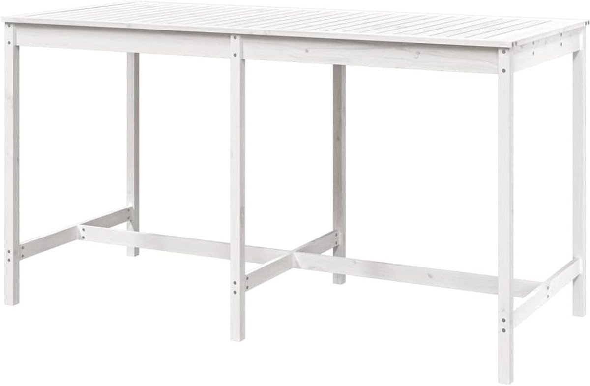 Klassieke tuintafel - Houten buitenmeubel - Terras Genieten - Massief grenenhout - 204x90x110 cm - Wit