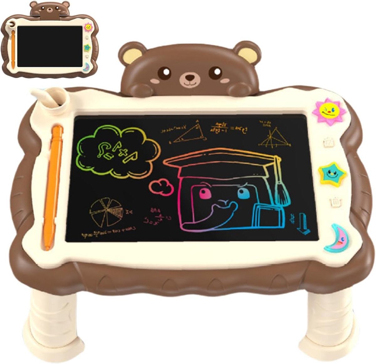 LCD Tekentablet - Digitale Schrijftafel - Kinderen Leren Tekenen - Herbruikbaar Scherm - 30 cm Breed - Bruin