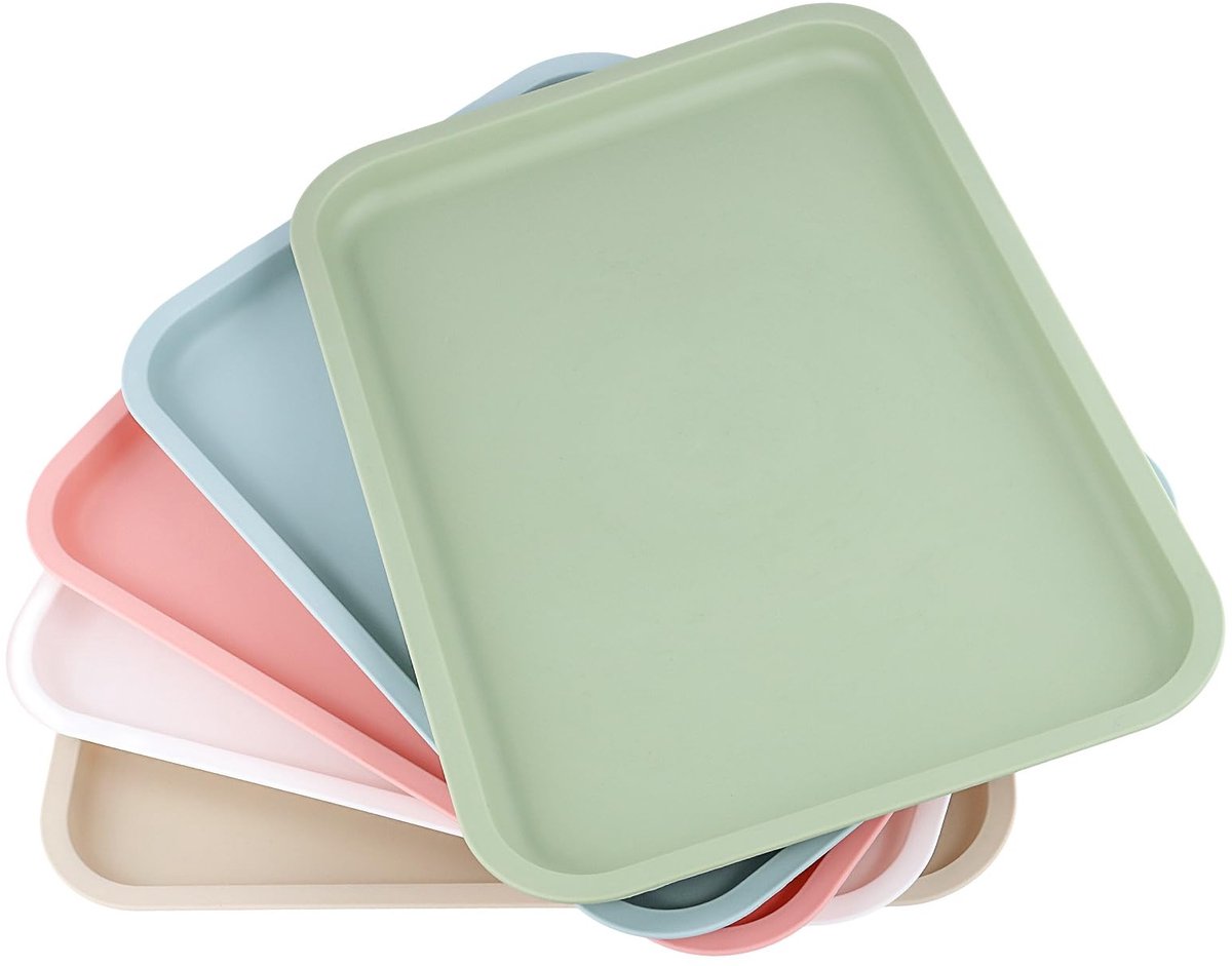 Dailygoods- Dienblad 36,5 x 26,5 cm - Rechthoekig - Kunststof - 5 stuks - Duurzaam - Antislip - Ideaal voor feesten - Serveerschaal