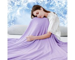 Luxear koeldeken, Zelfkoelende deken, 2-in-1 dubbelzijdig dun zomerdeken, katoen, Arc-Chill Q-Max 0,5 verkoelende deken, bedsprei, babydeken, knuffeldeken, 130 x 170 cm, paars