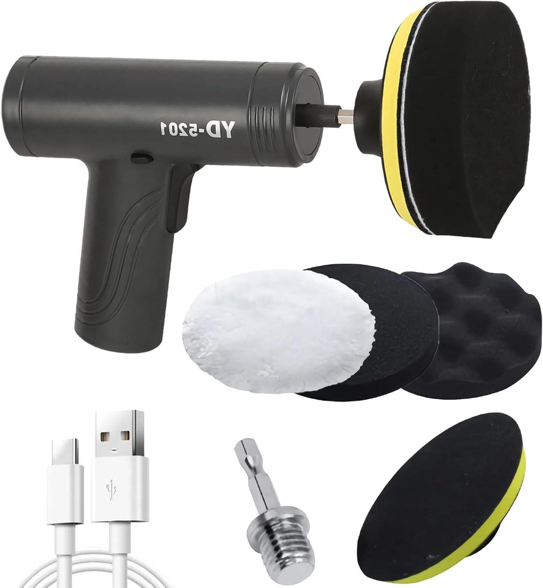 Wireless Car Polishing Machine, USB Rechargeable Polishing Machine with LED Light, Car Polishing Machine with 3 Polishing Pads for Polishing, Waxing, Preparing