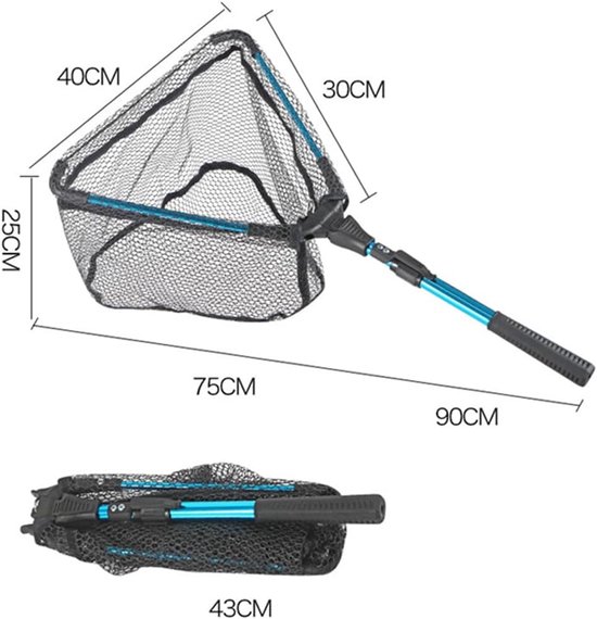 Opvouwbaar Telescopisch Schepnet voor Vissen, Kajak en Zalm - Rubber Net — afbeelding 2