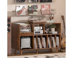 Platenspeler Tafel - Platenspeler Standaard - Vinyl Opbergkast voor 450+ Elpees - Grote Platenkast met Nu Afspelend Display - Vinyl Storage Meubel - Audiomeubel & Platenspeler Meubel - Platenhouder voor Woonkamer & Muziekkamer