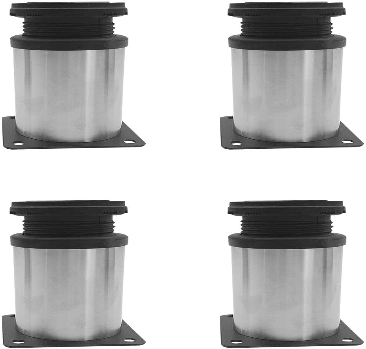 Dailygoods- Meubelvoeten Verstelbaar - Meubelpoten Set van 4 - RVS - Geschikt voor Banken/Kasten/Bedden - Draagvermogen 320 kg - 50x50 mm