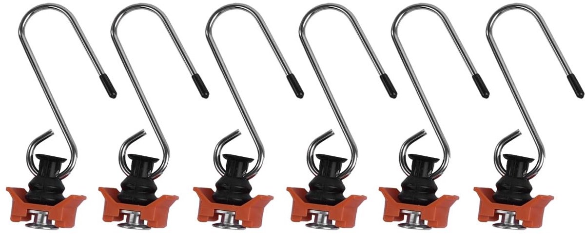 Dailygoods- Accessoireshaken - Pakket van 6 - Stevige Bevestigingshaken - Geschikt voor Vliegtuigrails - Ondersteunt tot 50 kg - Robuuste Constructie