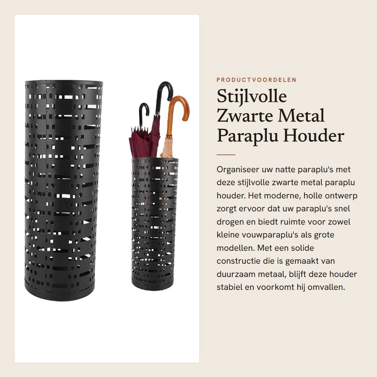 Dailygoods- Parapluhouder Waterdicht - Metalen Parapluhouder - Ruimtebesparend Ontwerp - Stijlvolle Parapluhouder - Schokbestendig - Geschikt voor Grote en Kleine Paraplu's - Paraplubak — cadeau in Wonen & Interieur - foto 4