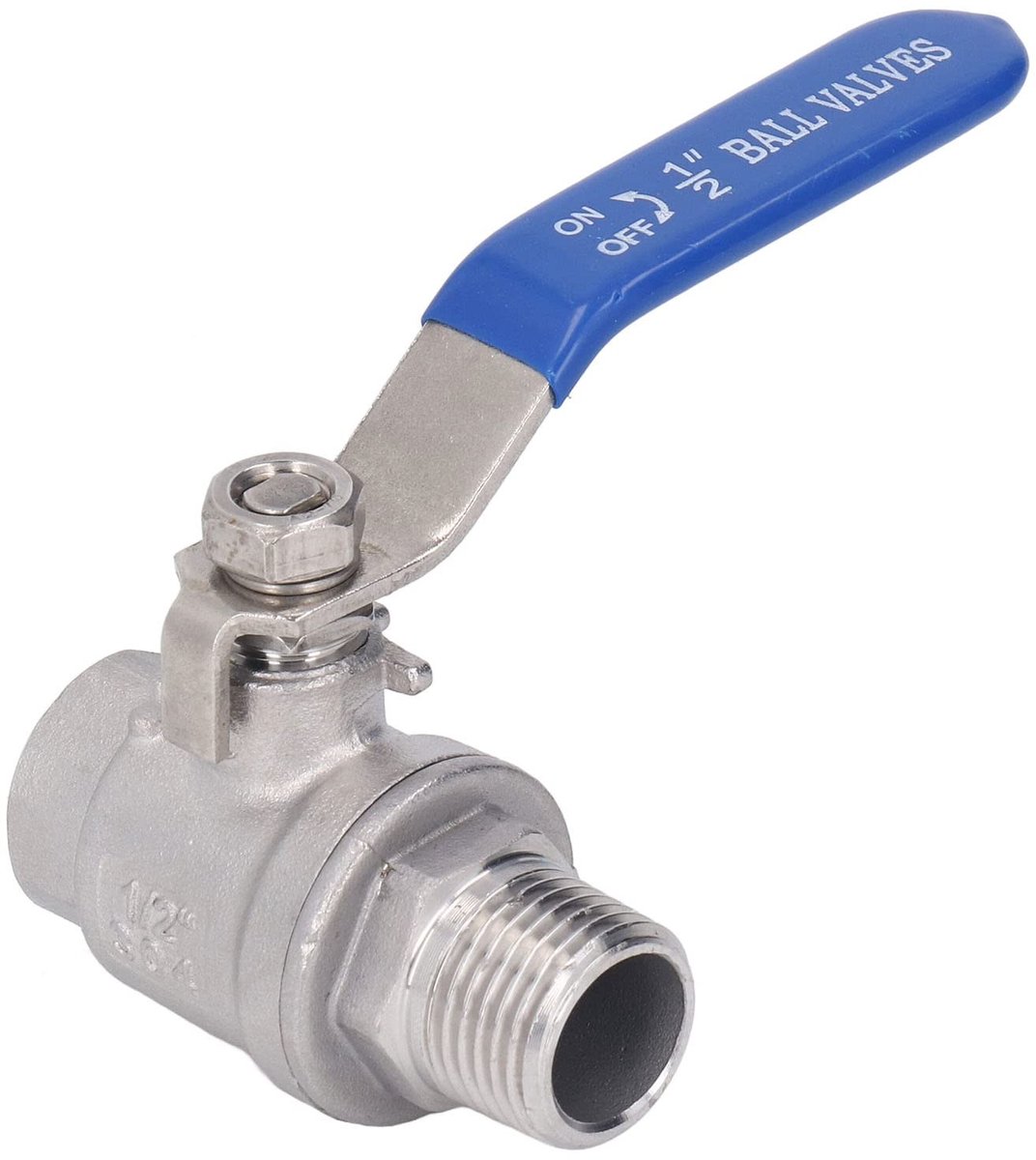 Dailygoods- Waterkraan 1/2 inch - Afsluitkraan - Roestvrij Staal - Man/vrouw Draad - 1000WOG Werkdruk - Geschikt voor Vlottermedia - Afsluiter