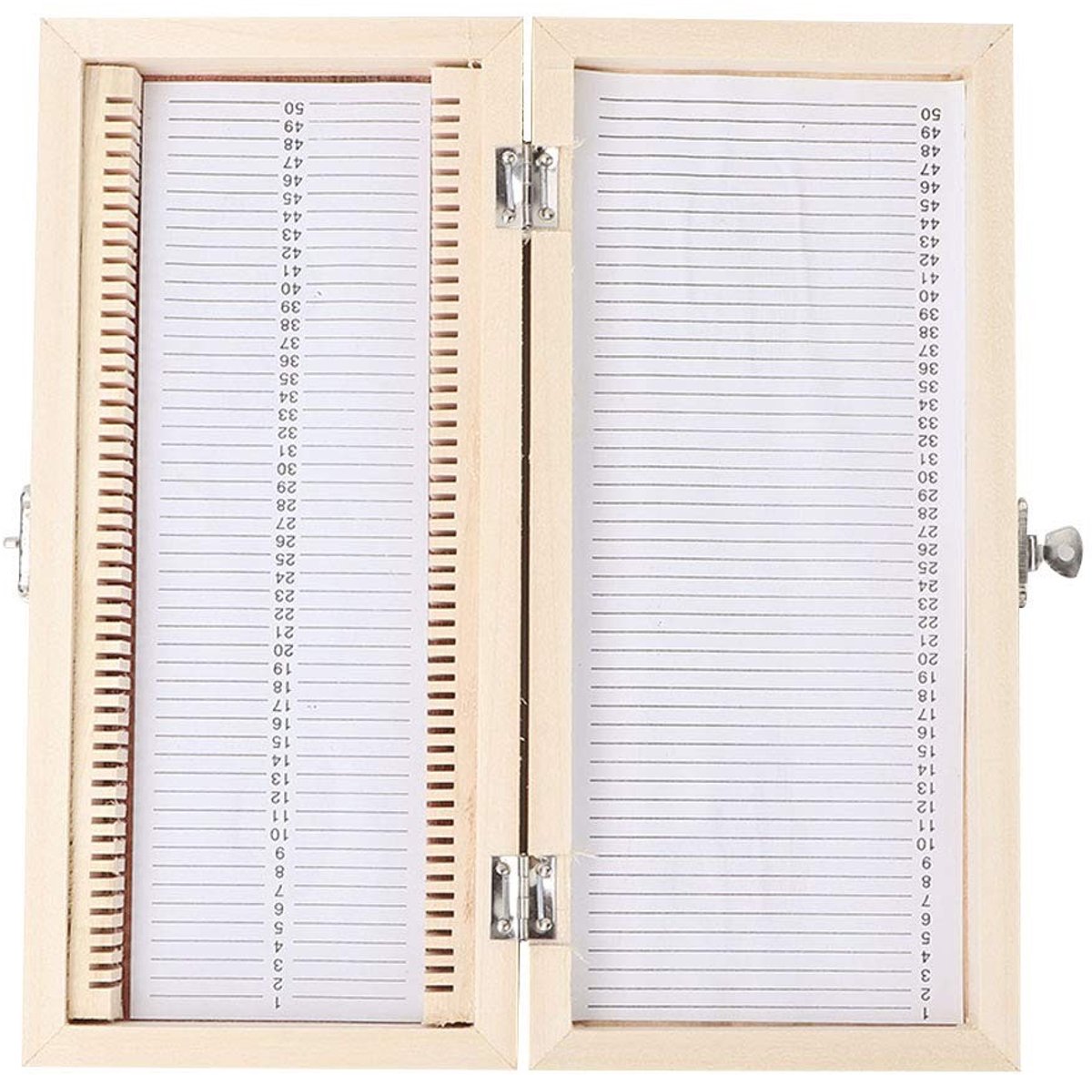 Dailygoods- Diadoos Houten Opbergdoos - Voorbereide Objectglaasjes - Metalen Gesp - Grote Capaciteit - 50 Plakjes - Handgemaakt Massief Hout - Objectglaasjesdoos