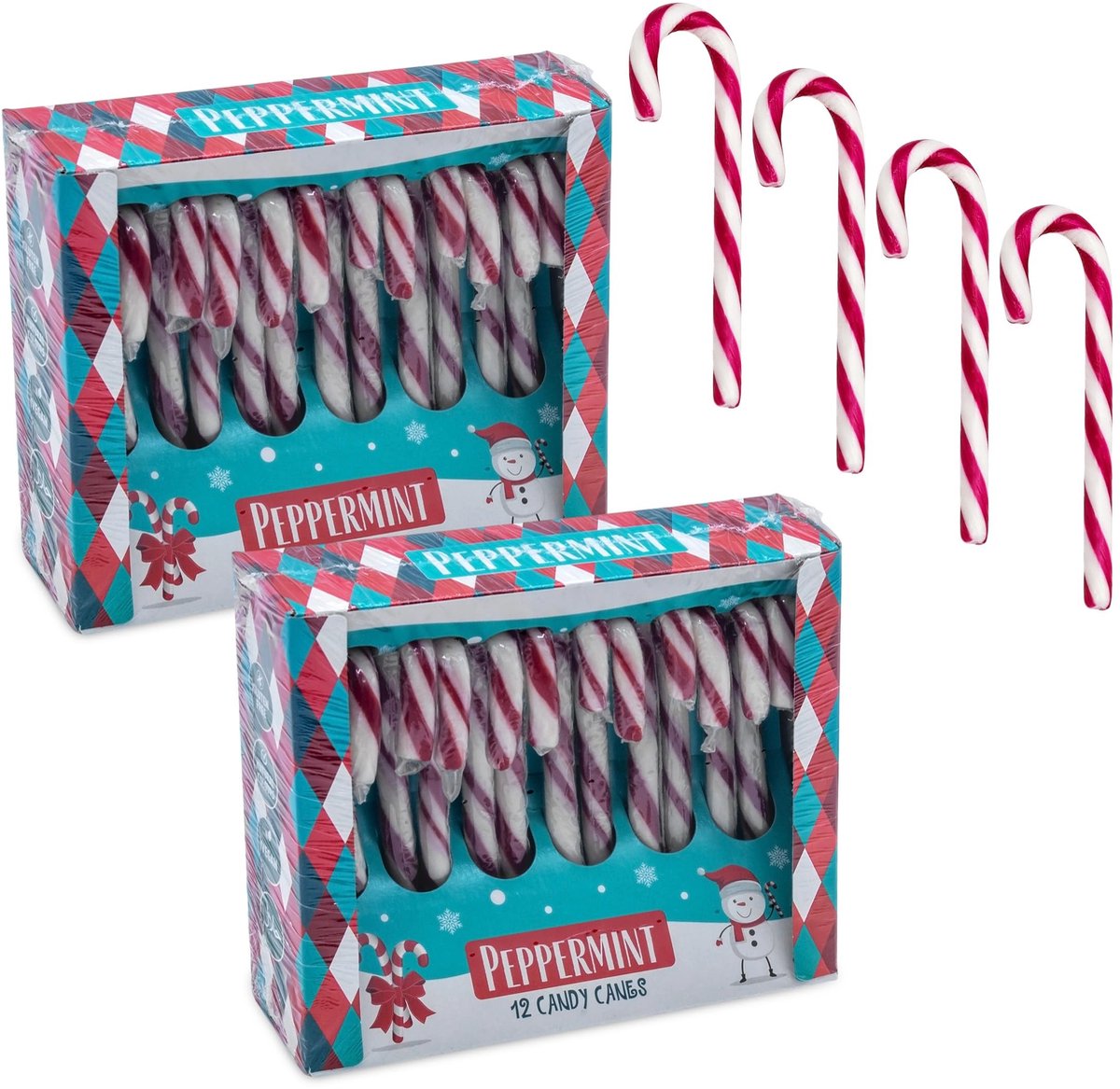 Dailygoods- Zuurstokken met muntsmaak - 24 stuks - Kerstdecoratie - Kerstboomversiering - Snoep - Eetbare hangers - Feestelijke lichtglans - Kerstversiering