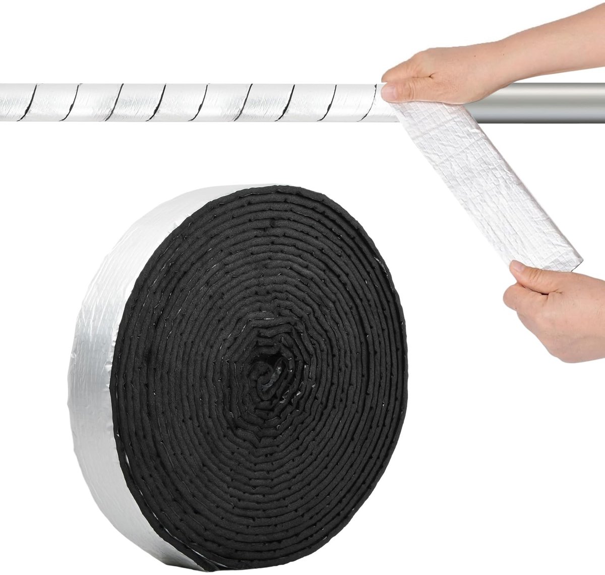 Dailygoods- Buizenisolatie Superieure Bescherming - Schuim/Aluminiumfolie - 1000x5x0,5cm - Waterdicht - Brandwerend - Weersbestendig - Isolatiewikkel