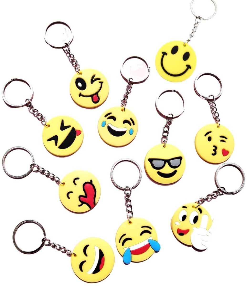 Dailygoods- Emoji Sleutelhanger 10 Stuks - Sleutelhanger voor Kinderen - Accessoire voor Volwassenen - Cadeau Idee - Hoogwaardig - Grappige Ontwerpen