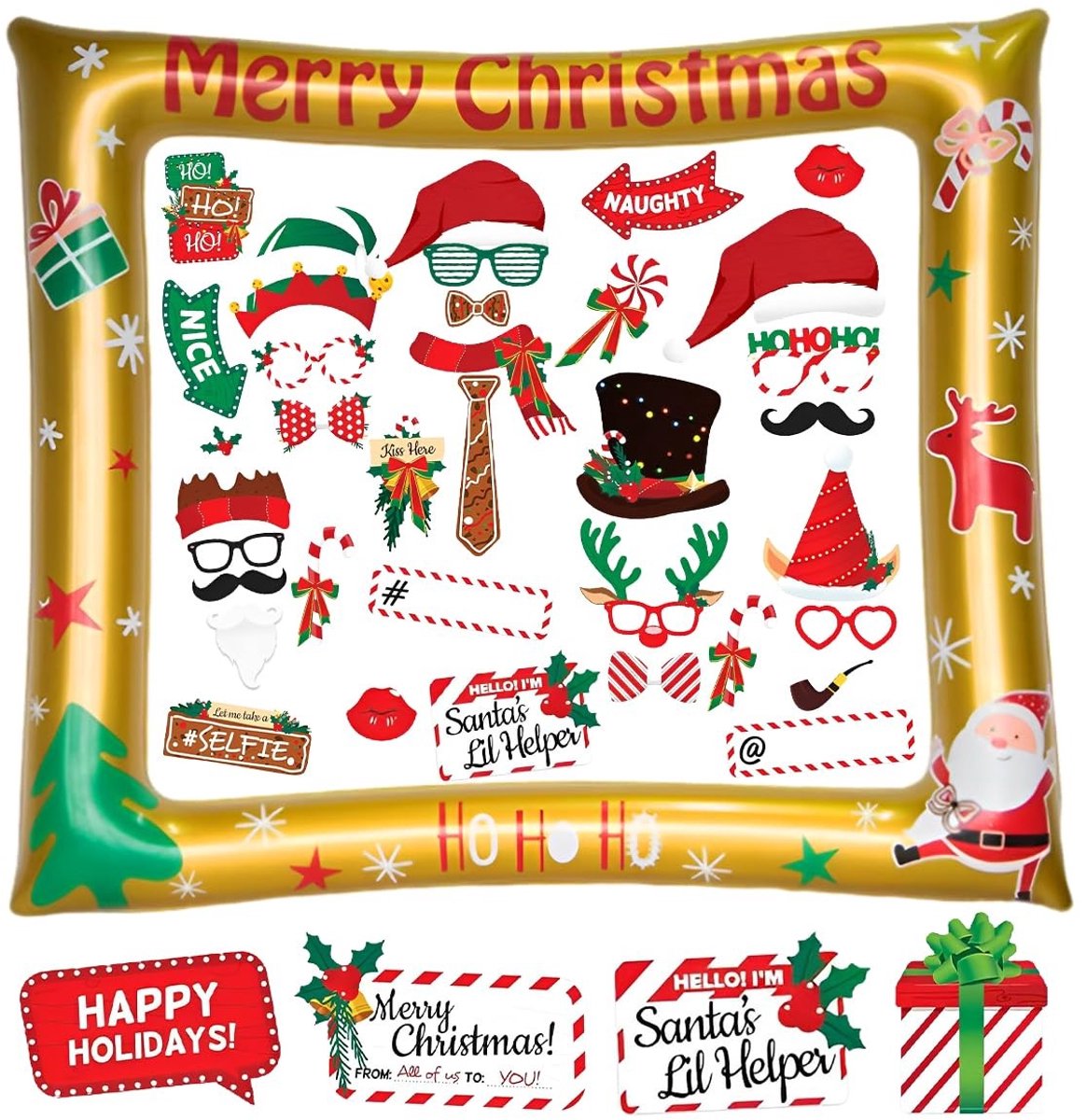 Dailygoods- Fotolijsten - Opblaasbare Fotolijst - 39 Stuks Foto-Rekwisieten - Decoratie voor Kerstfeesten - Hoogwaardige Materialen - Eenvoudig te Monteren - Fotorekwisieten