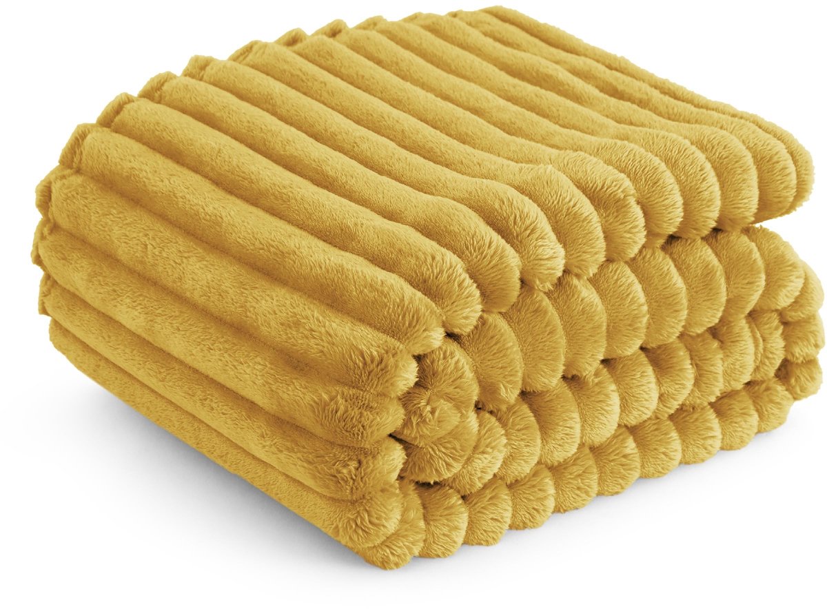 Dailygoods- Deken Zeer Zacht - Fleece Deken - Sherpa Deken - Bankdeken - Grof Ribdeken - 150 x 200 cm